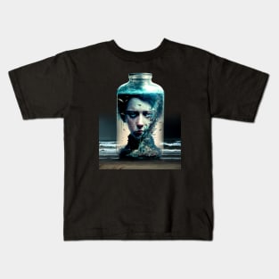 Boy in a Jar with a Pickled Face No. 1 on a Dark Background Kids T-Shirt